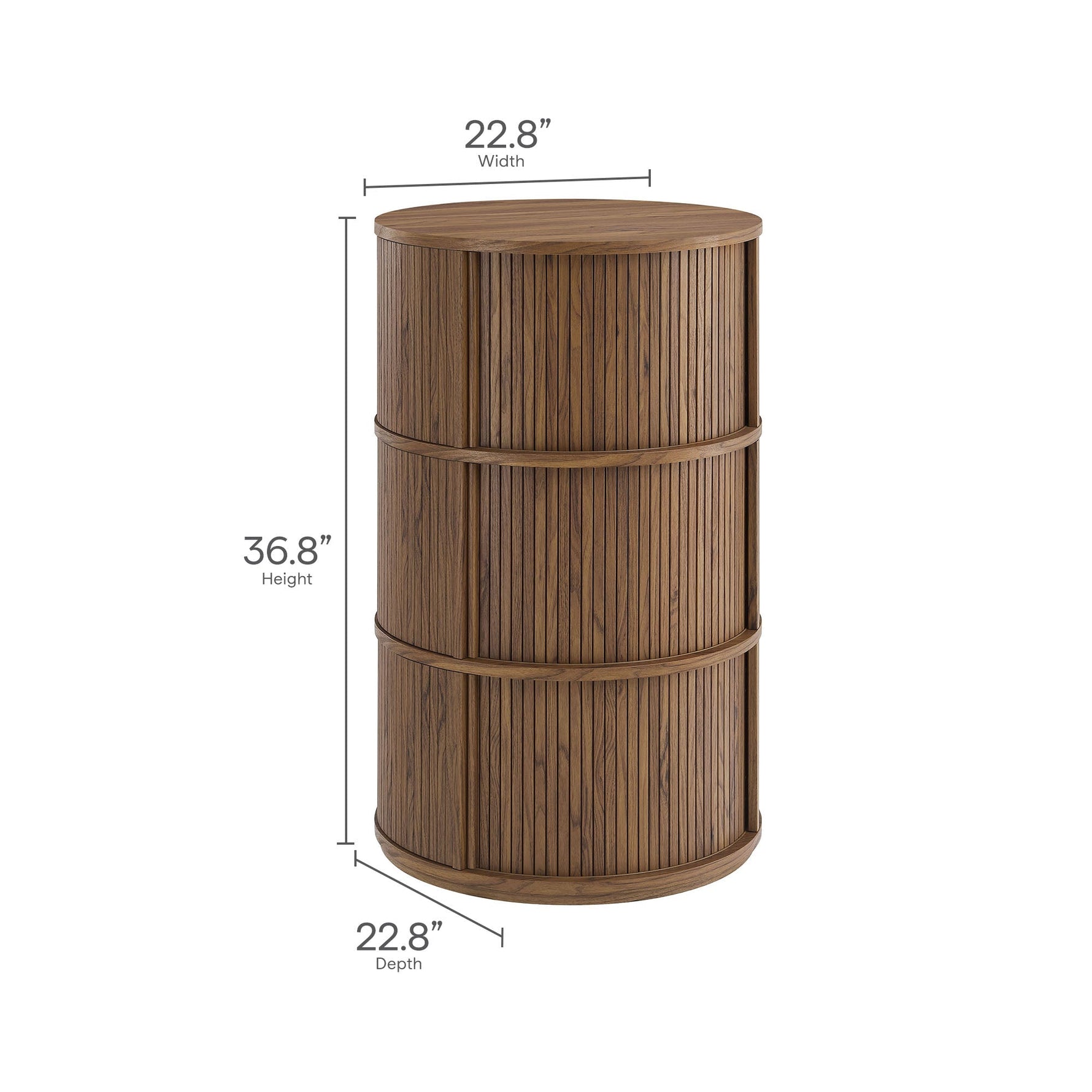 Clement Round Pedestal Stand Storage Table with Sliding Tambour Doors