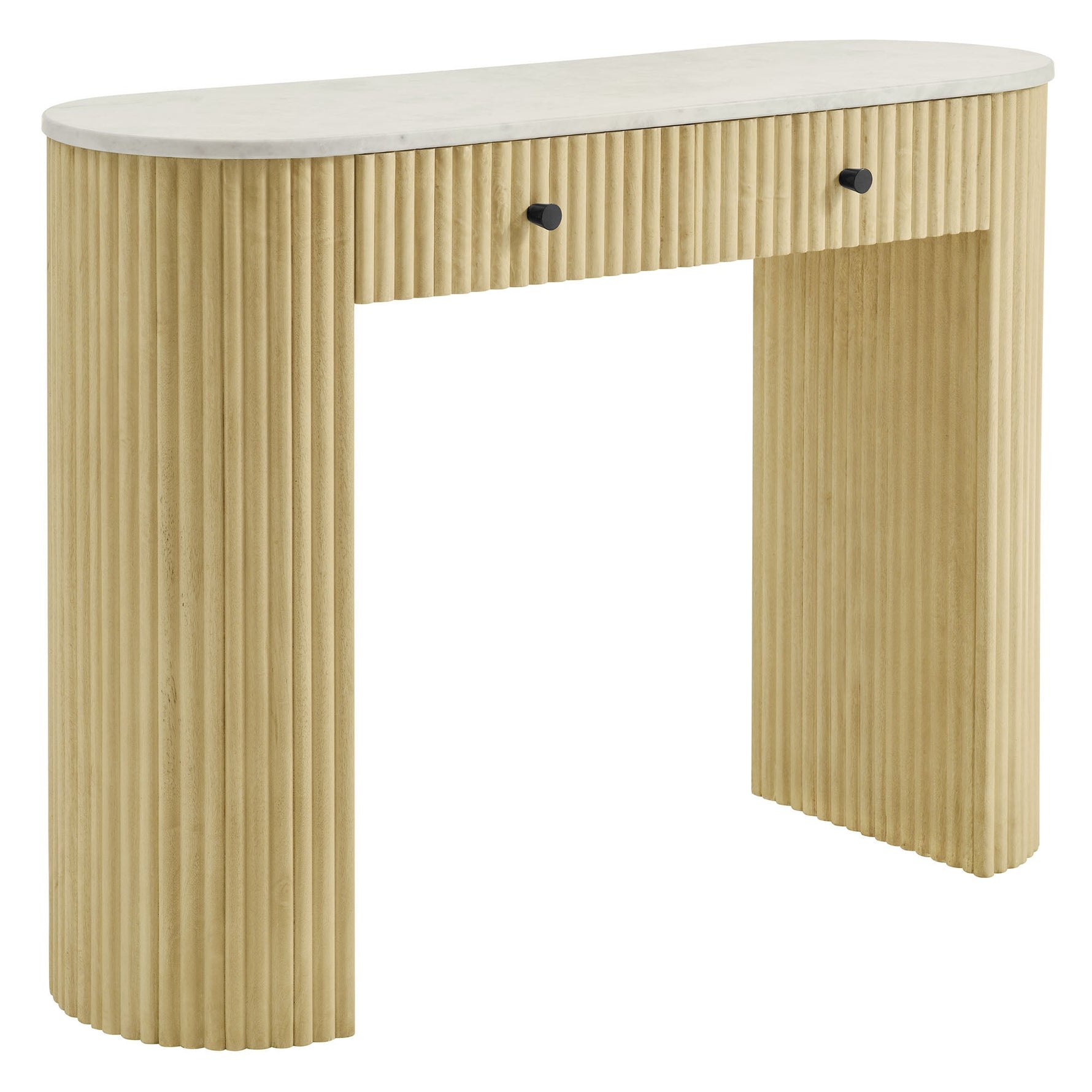 Caldera 42" Curved Solid Wood and Marble Console Table by Modway