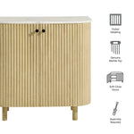 Caldera 33" Curved Solid Wood and Marble Accent Storage Cabinet