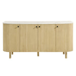 Caldera 60" Curved Solid Wood and Marble Sideboard Storage Cabinet by Modway