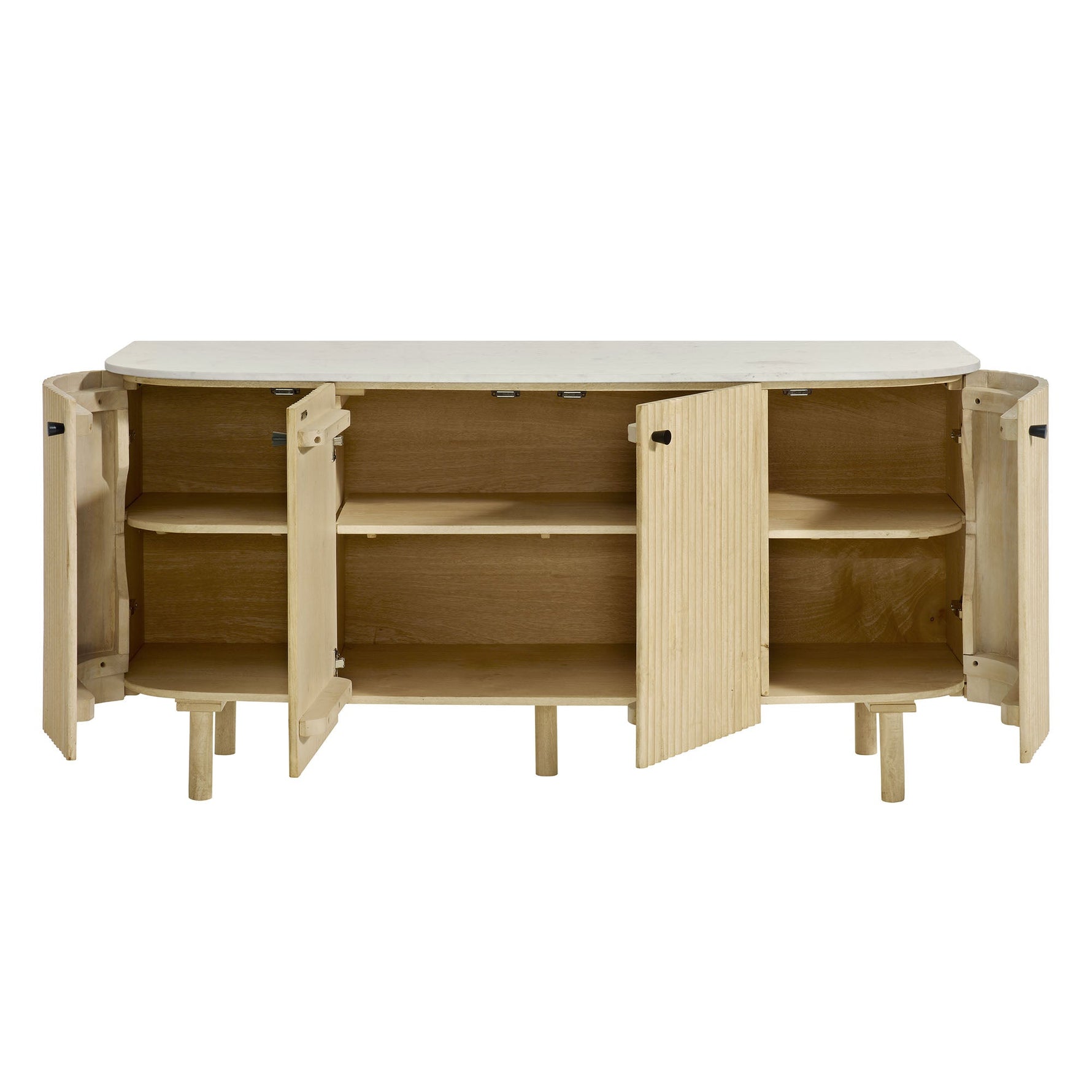 Caldera 60" Curved Solid Wood and Marble Sideboard Storage Cabinet by Modway