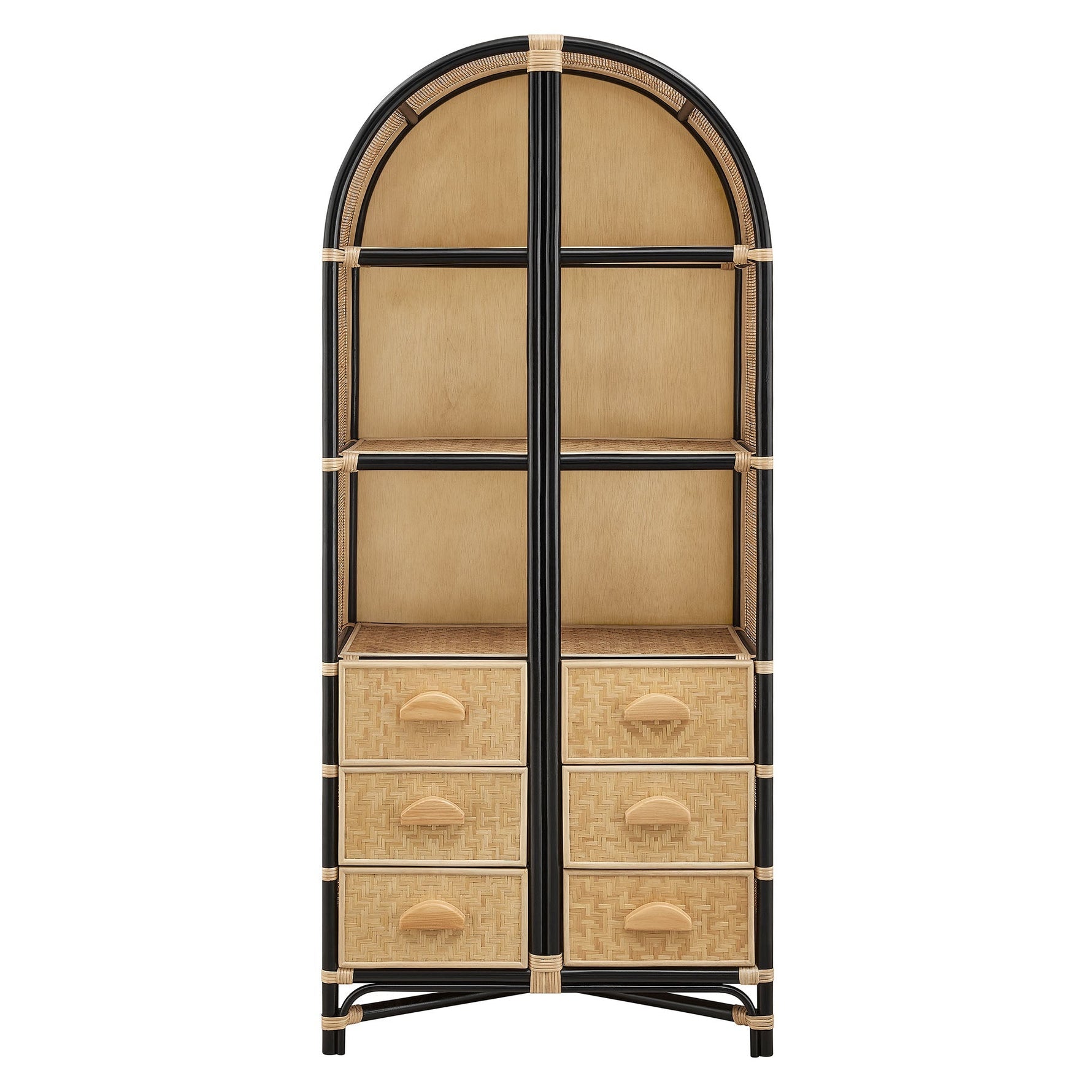 Jane 71 Inch Tall Arched Natural Rattan Bookshelf by Modway