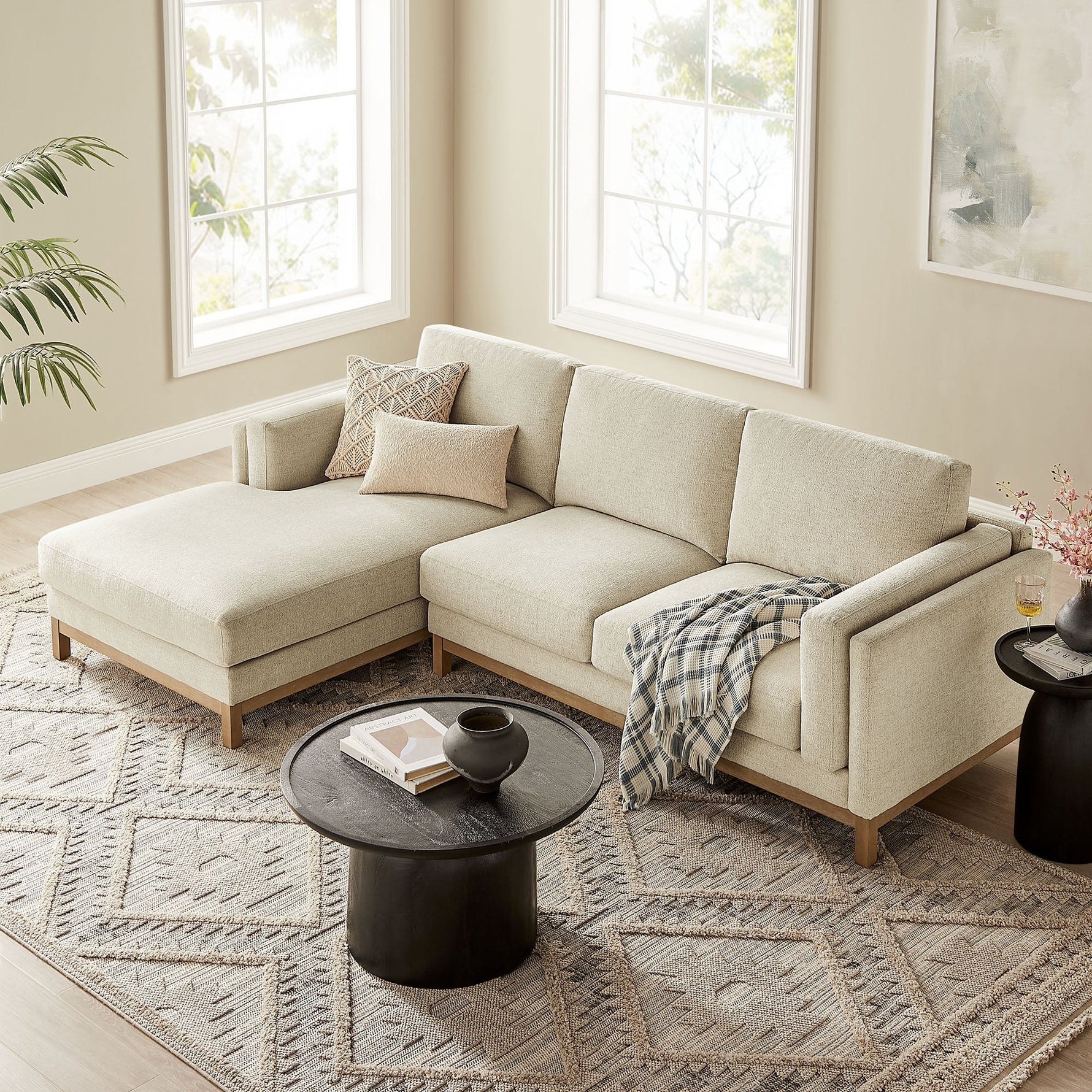 Roscoe Left-Facing Fabric Sectional Sofa with Chaise by Modway