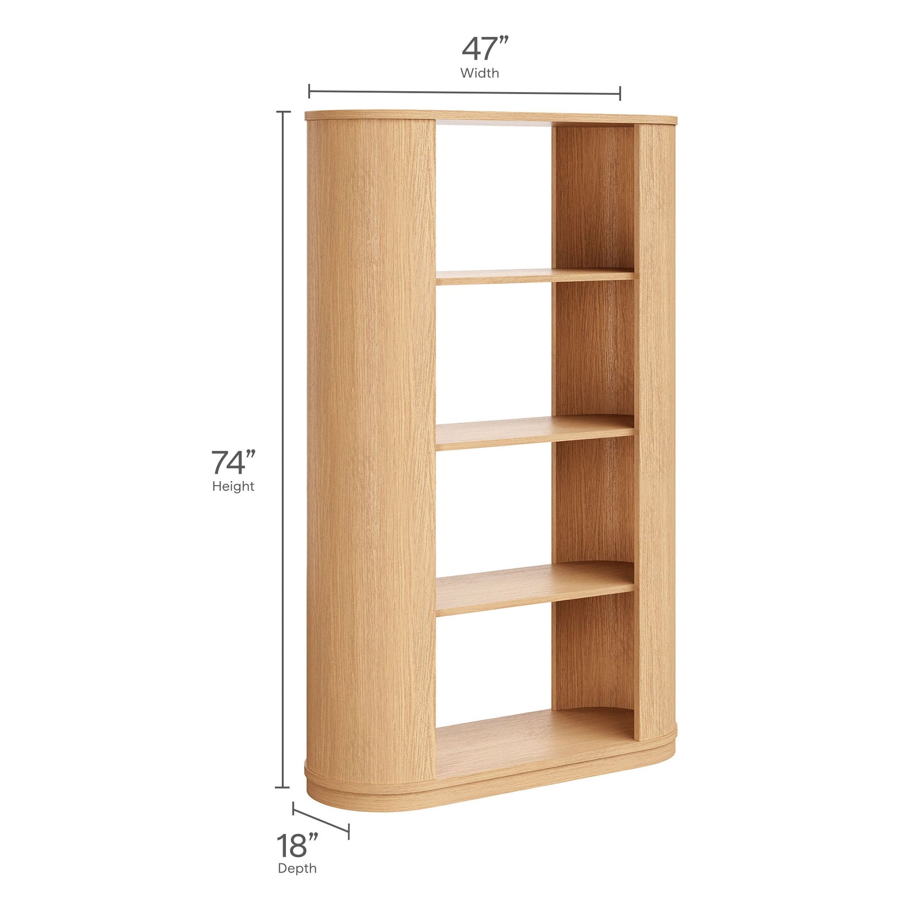 Aspect 74 Inch Curved 4 Tier Bookshelf by Modway