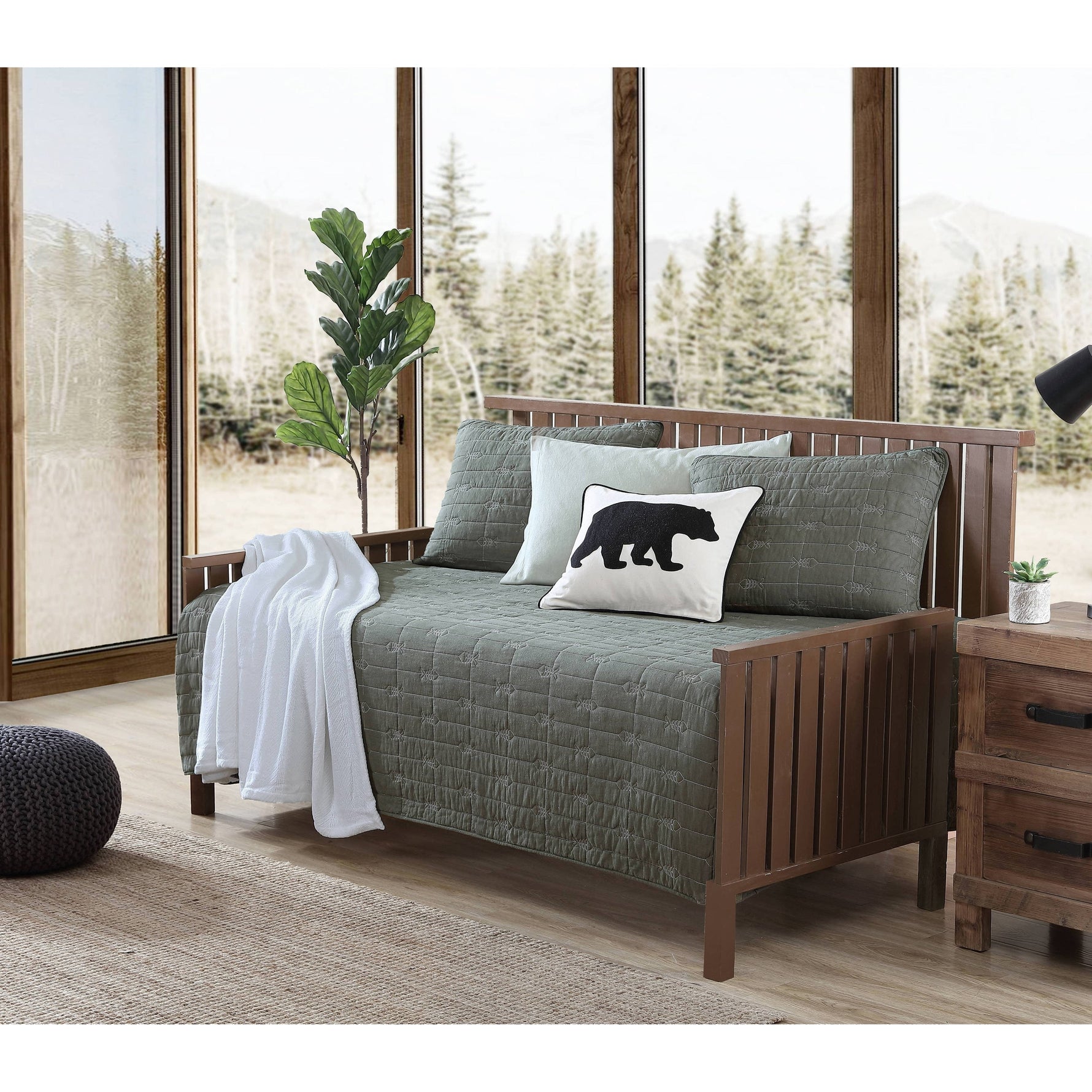Eddie Bauer Troutdale 4 Piece Cotton Daybed Set - Green