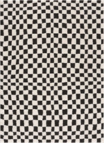 Lajos Black & White Checkered Plush Rug