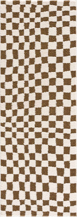 Lajos Brown Checkered Shag Rug - Clearance