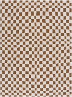 Lajos Brown Checkered Shag Rug - Clearance