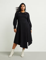 Banded-Waist Midi Dress
