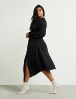 Banded-Waist Midi Dress