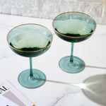 Palazzo Champagne Coupe, Cocktail Glassware, Set of 2, Green