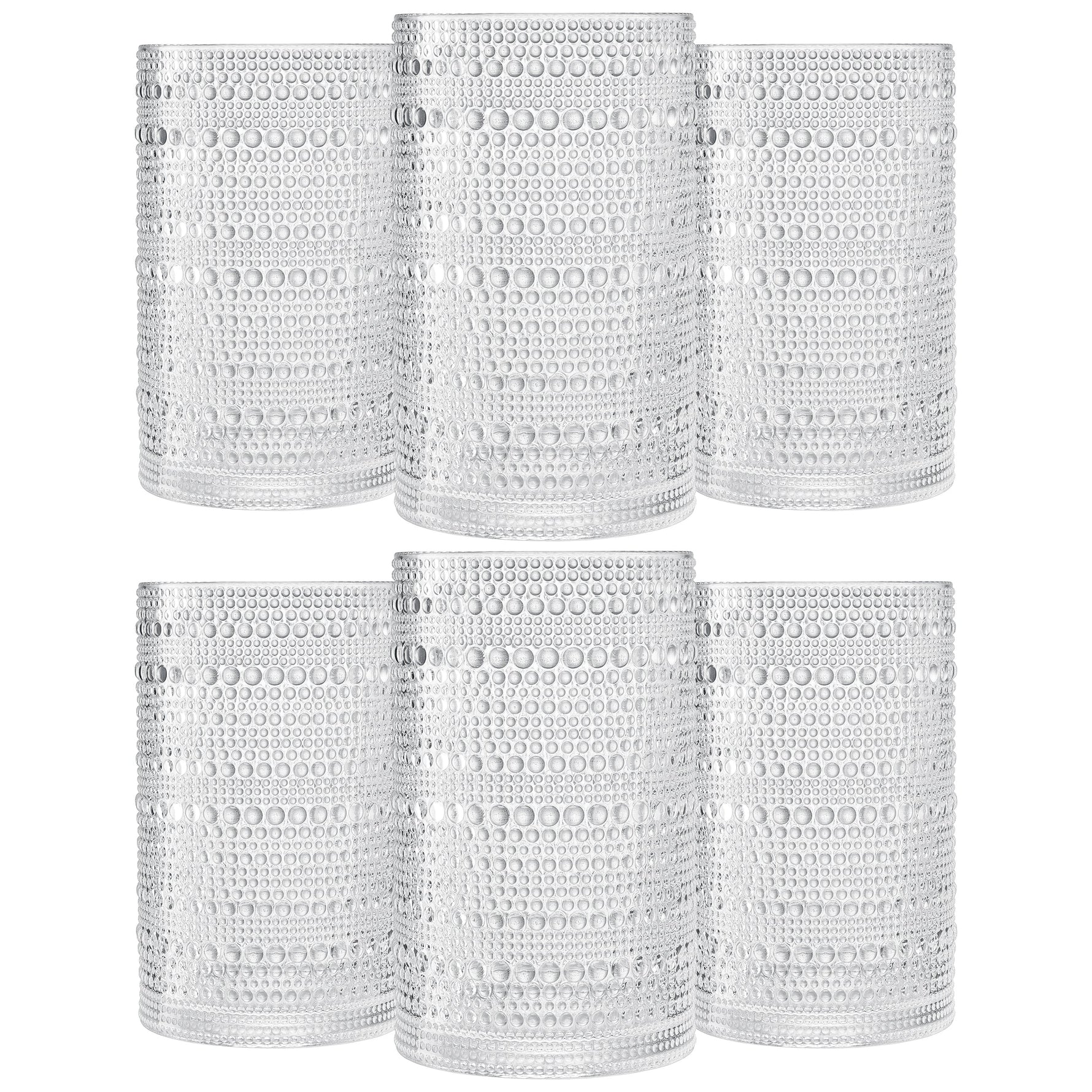 Barcelona Acrylic Highball Hobnail Glassware, Set of 6