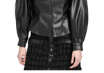 En Saison Faux Leather Button Front Shirt