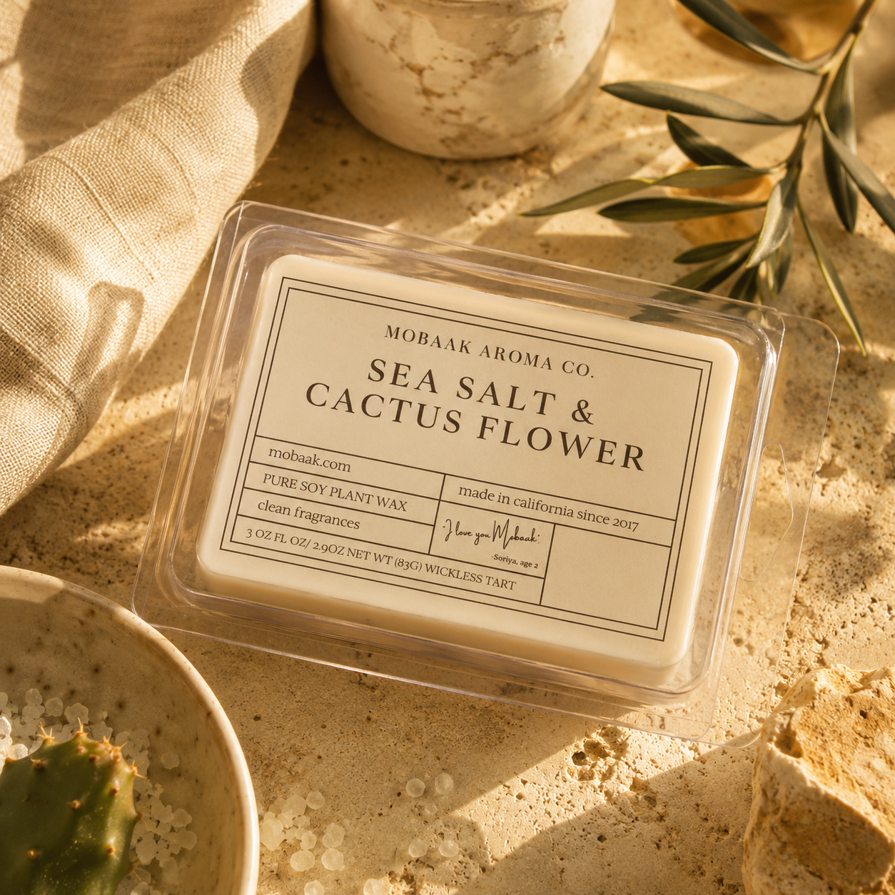 Sea Salt & Cactus Flower Wax Melt (Wickless Tart)