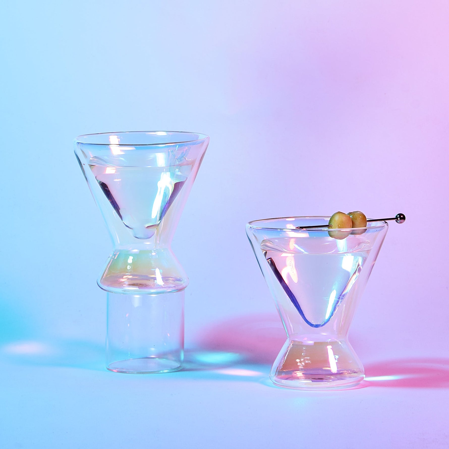 Pearl Double-Wall Martini Cocktail Glassware, Set of 2