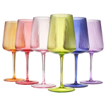 Rhea Ribbed Stemmed Wine Glassware, Set of 6