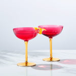 Deco Champagne Coupe Cocktail Glassware, Set of 2