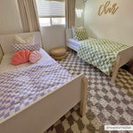 Kieu Taupe Checkered Shag Rug