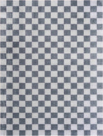 Alie Blue Gray Checkered Washable Rug