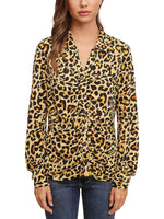 Single Thread Ruched Front Shirt Animal Print
