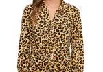 Single Thread Ruched Front Shirt Animal Print