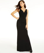 Emerald Sundae Juniors' V-Neck Cutout Maxi Dress Black Size Large