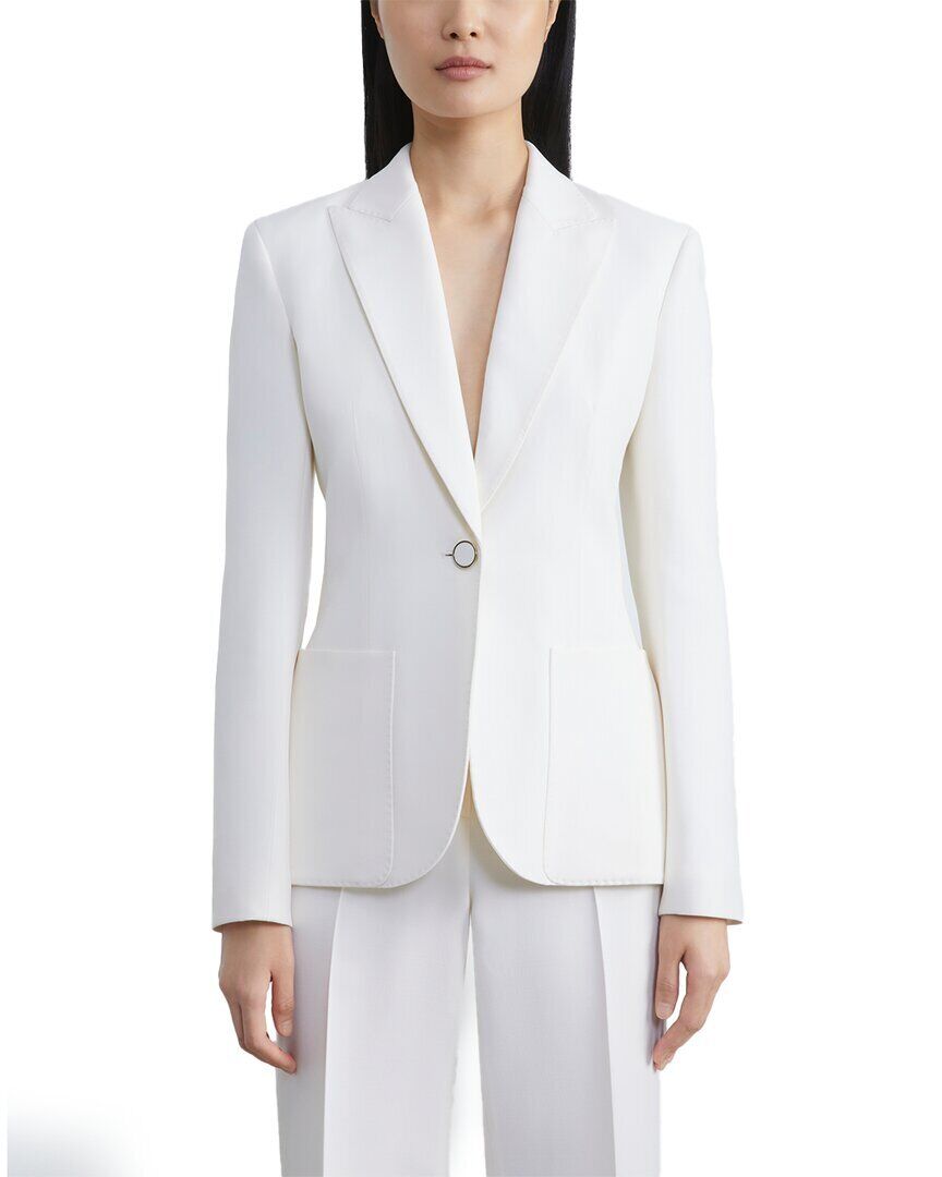 Lafayette 148 New York Peak Lapel Button Blazer White