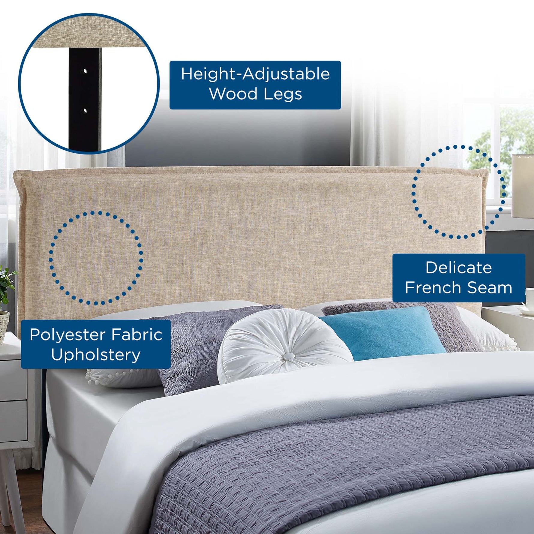 Camille Upholstered Fabric Queen Headboard by Modway
