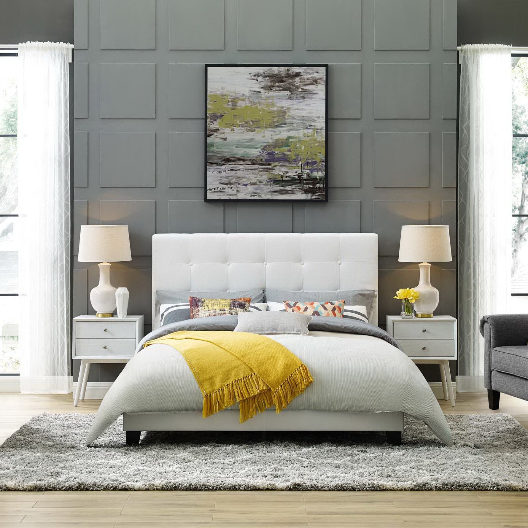 Melanie Tufted Button Upholstered Fabric Full Platform Bed by Modway