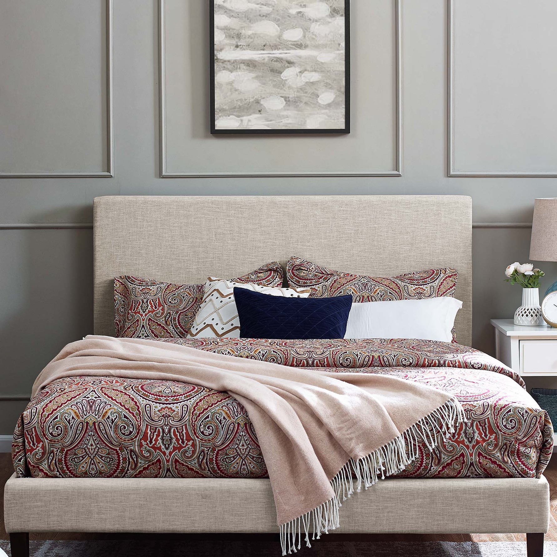 Taylor Upholstered Linen Fabric Full / Queen Headboard by Modway