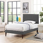 Amaris Fabric Twin Platform Bed with Squared Tapered Legs by Modway