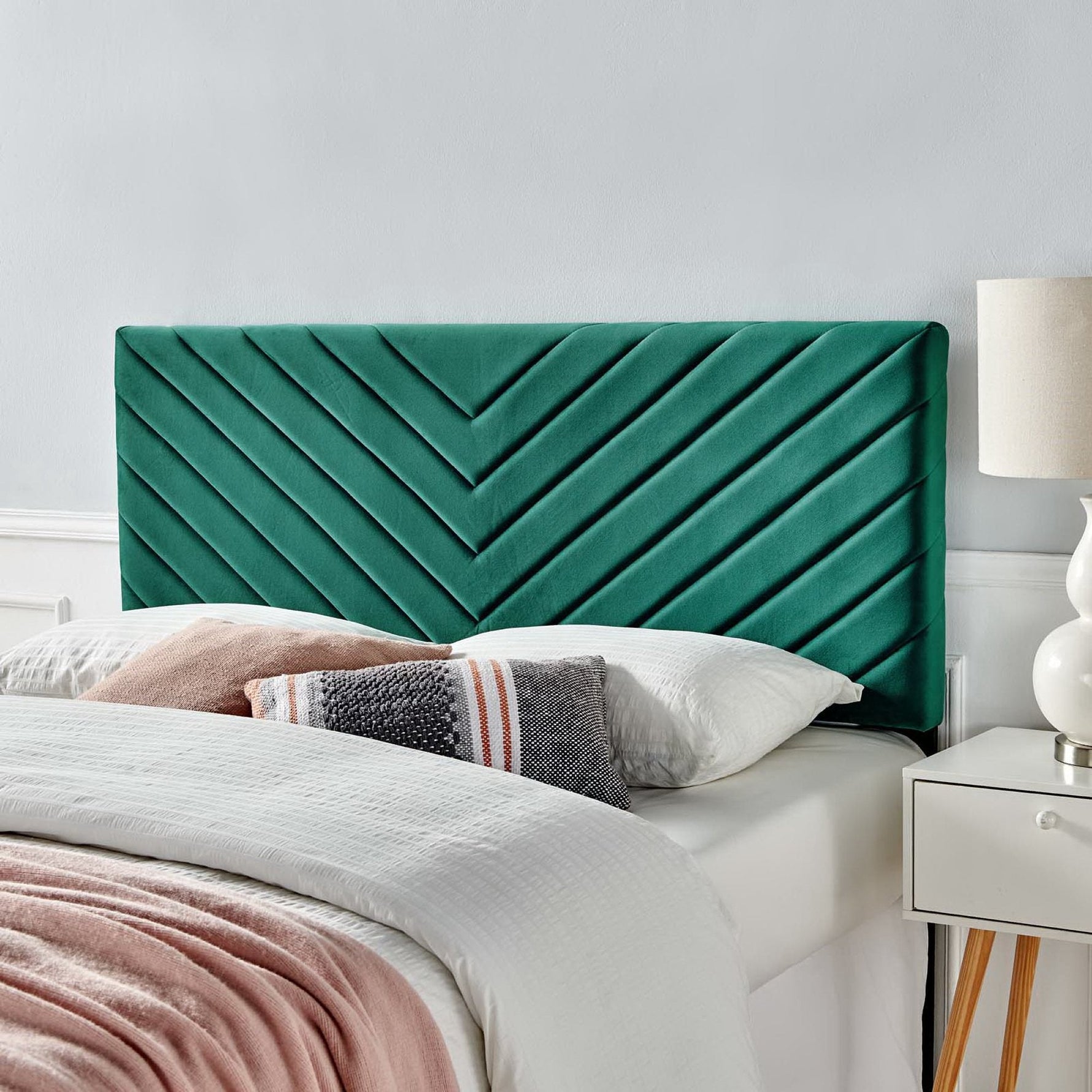 Alyson Angular Channel Tufted Performance Velvet Twin Headboard by Modway
