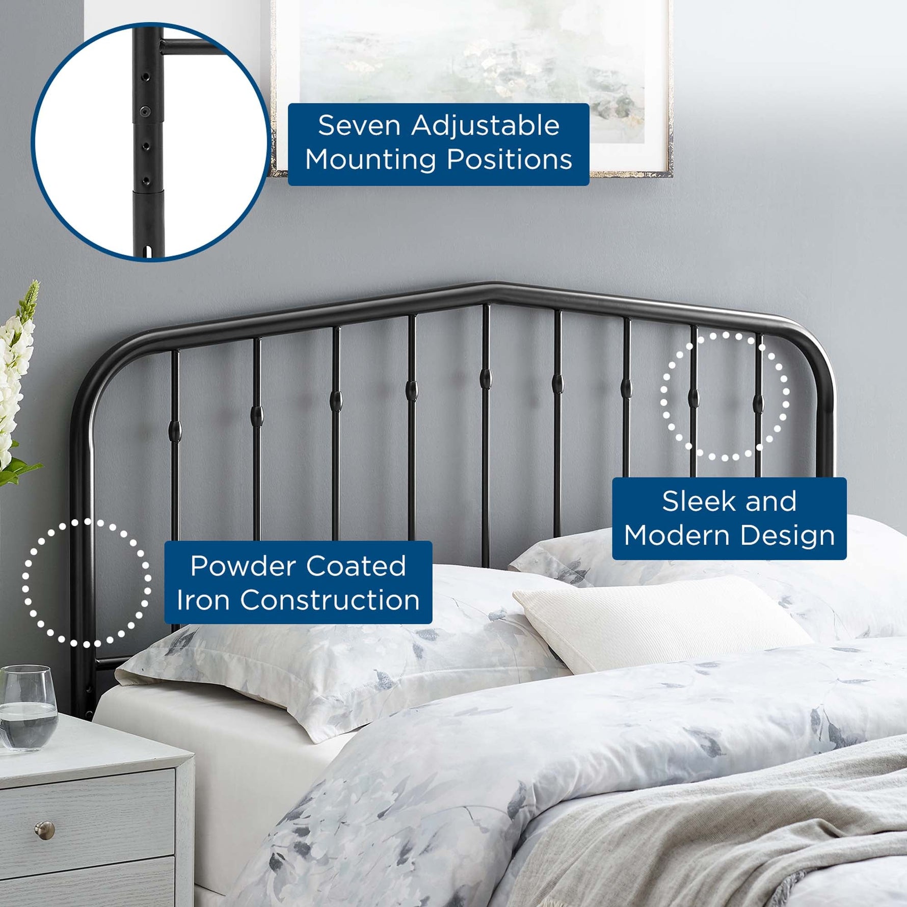 Lennon Metal Twin Headboard by Modway