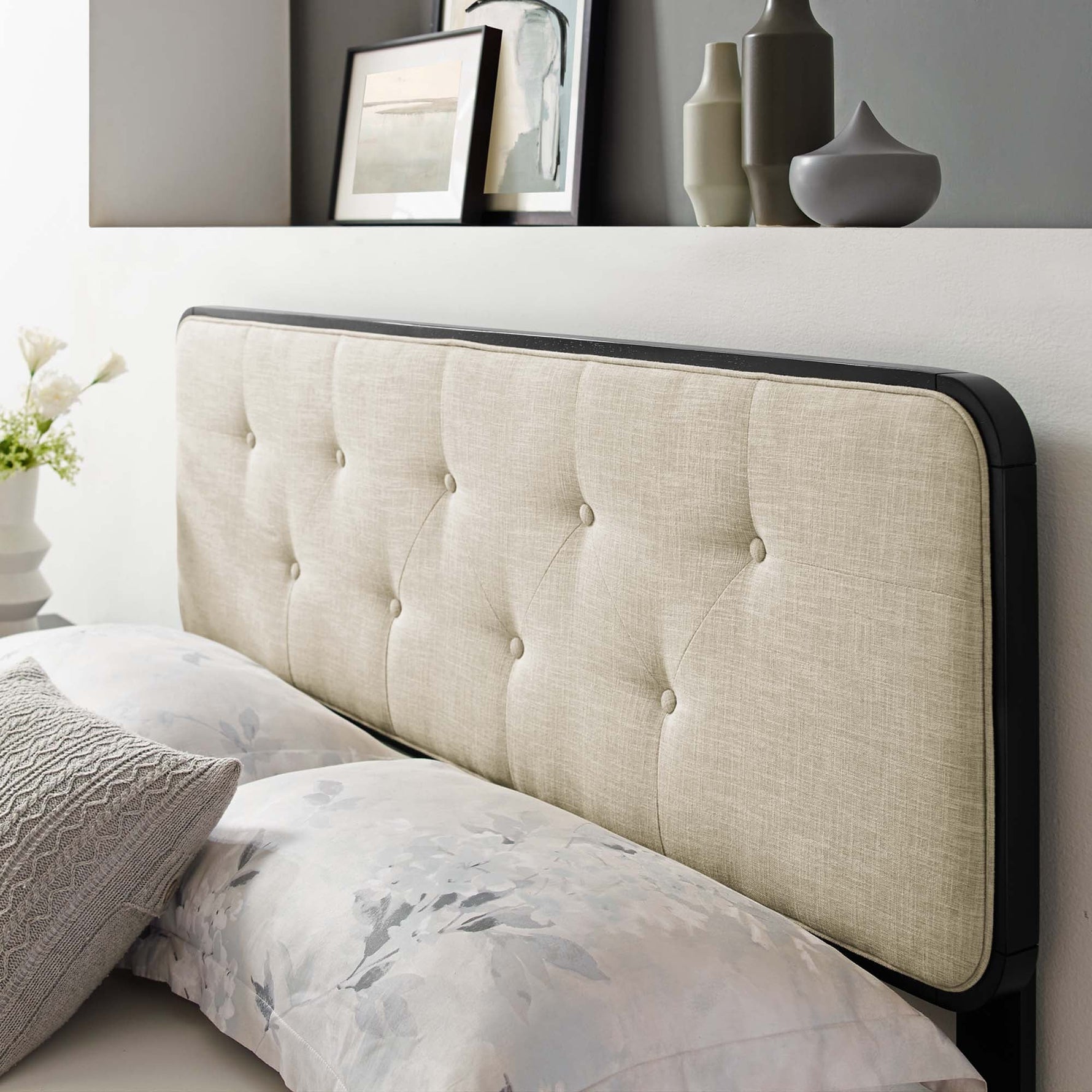 Collins Tufted Fabric and Wood King Headboard by Modway