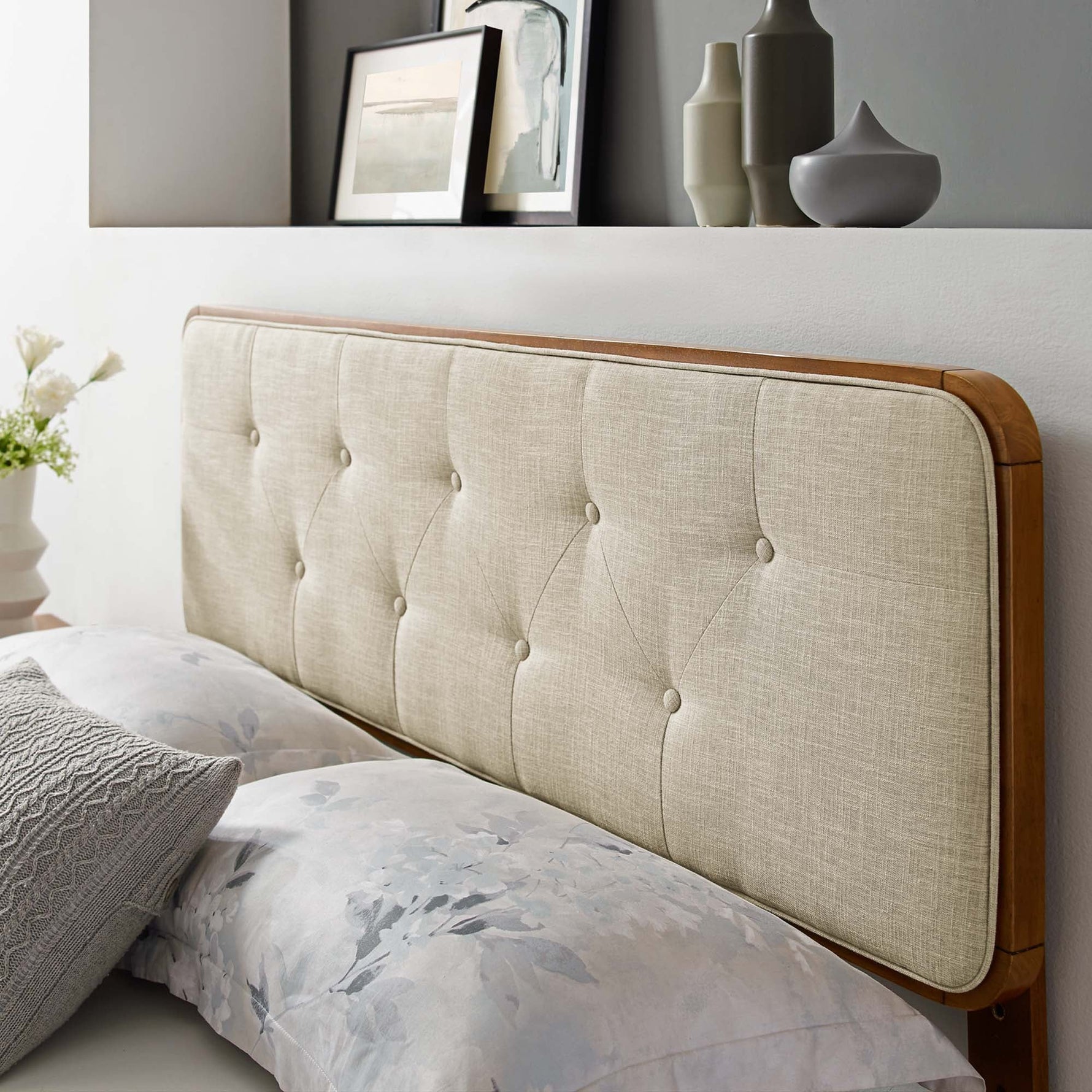 Collins Tufted Fabric and Wood King Headboard by Modway