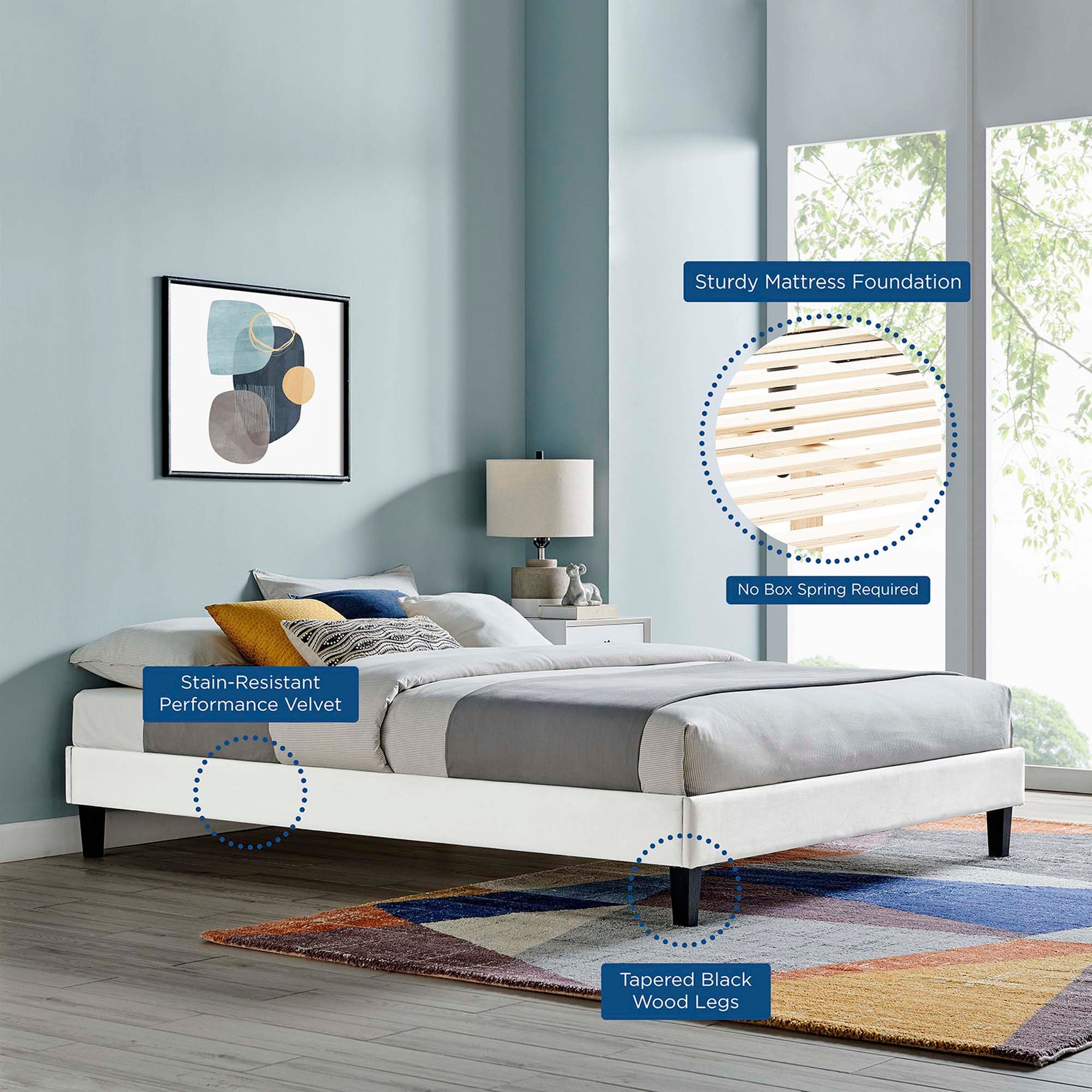 Reign Performance Velvet King Platform Bed Frame by Modway