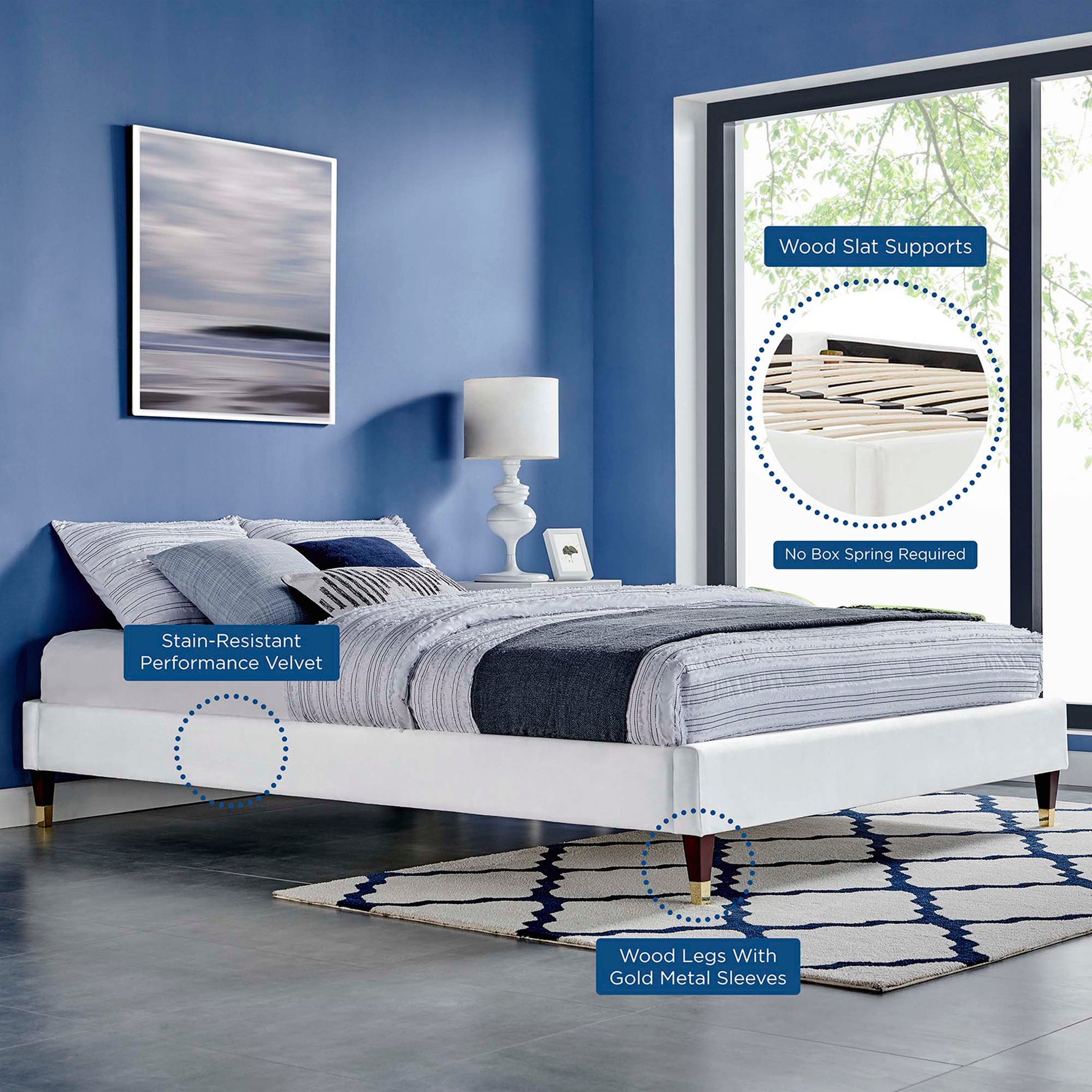 Harlow Performance Velvet Full Platform Bed Frame by Modway