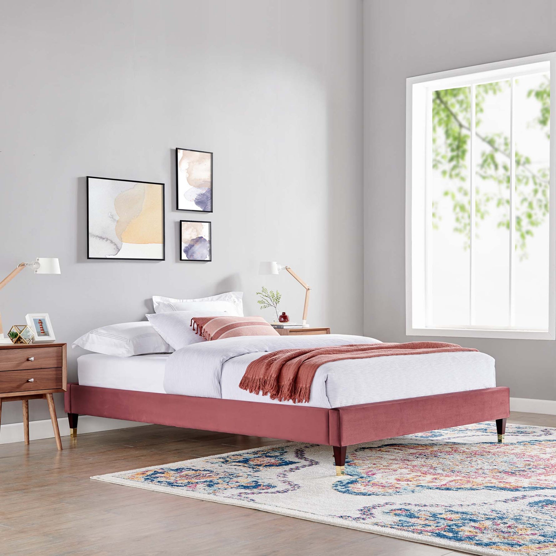 Harlow Performance Velvet King Platform Bed Frame by Modway