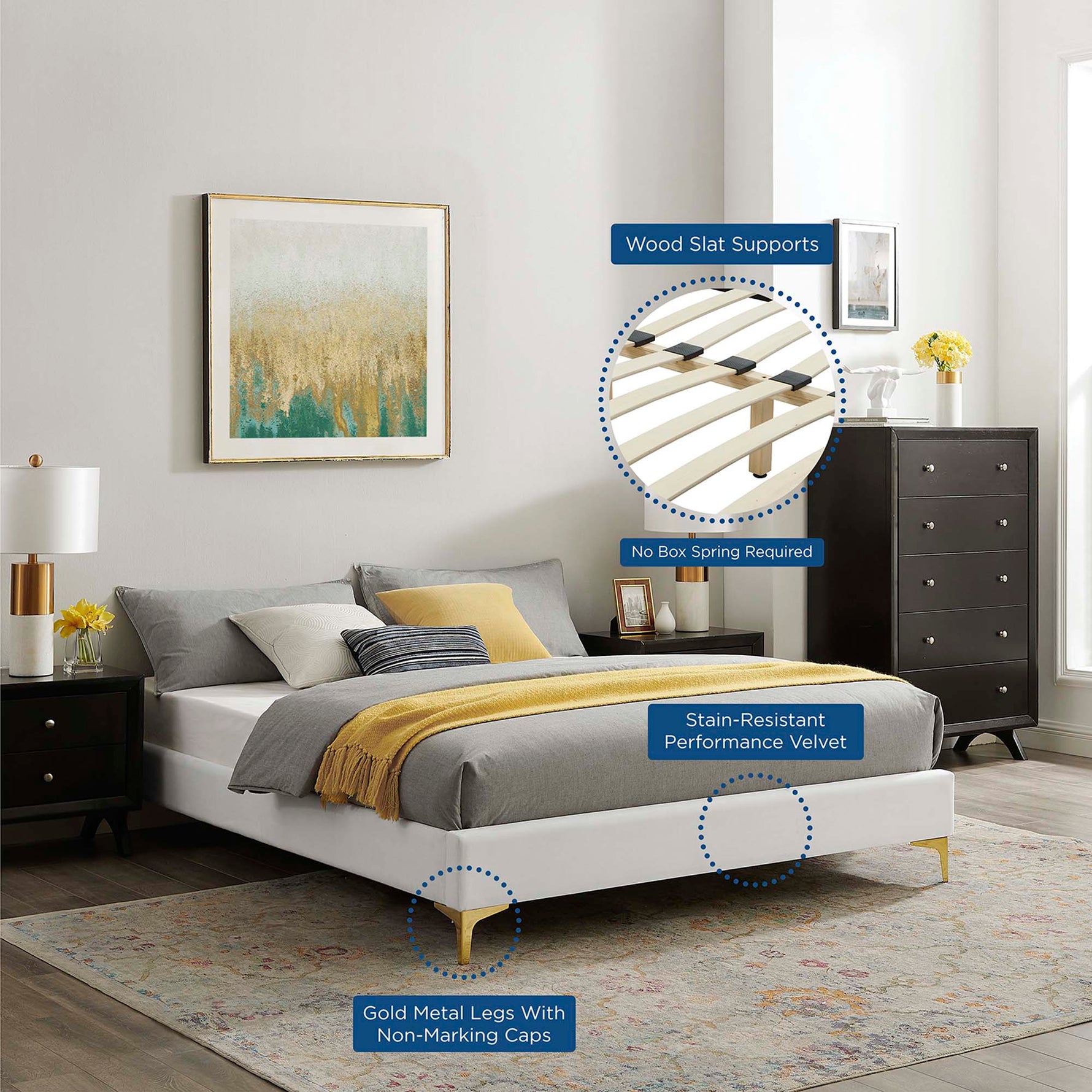 Sutton Performance Velvet King Bed Frame by Modway