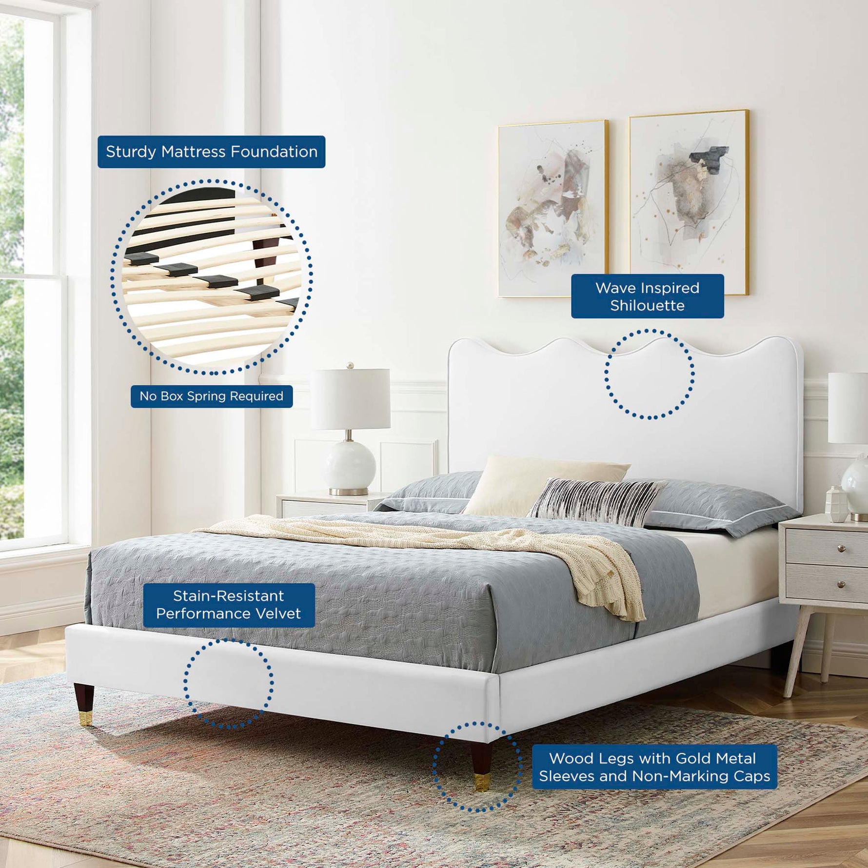 Current Performance Velvet Queen Platform Bed by Modway