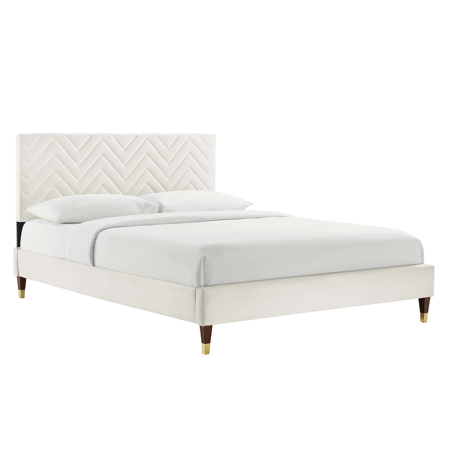 Leah Chevron Tufted Performance Velvet Queen Platform Bed by Modway