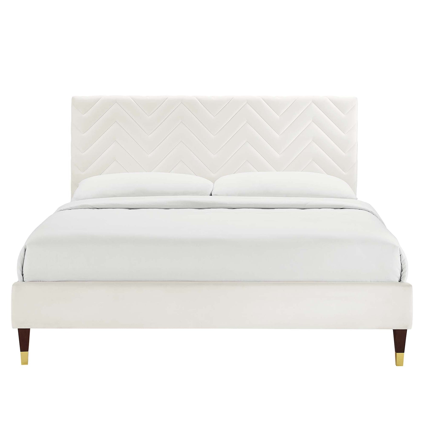 Leah Chevron Tufted Performance Velvet Queen Platform Bed by Modway