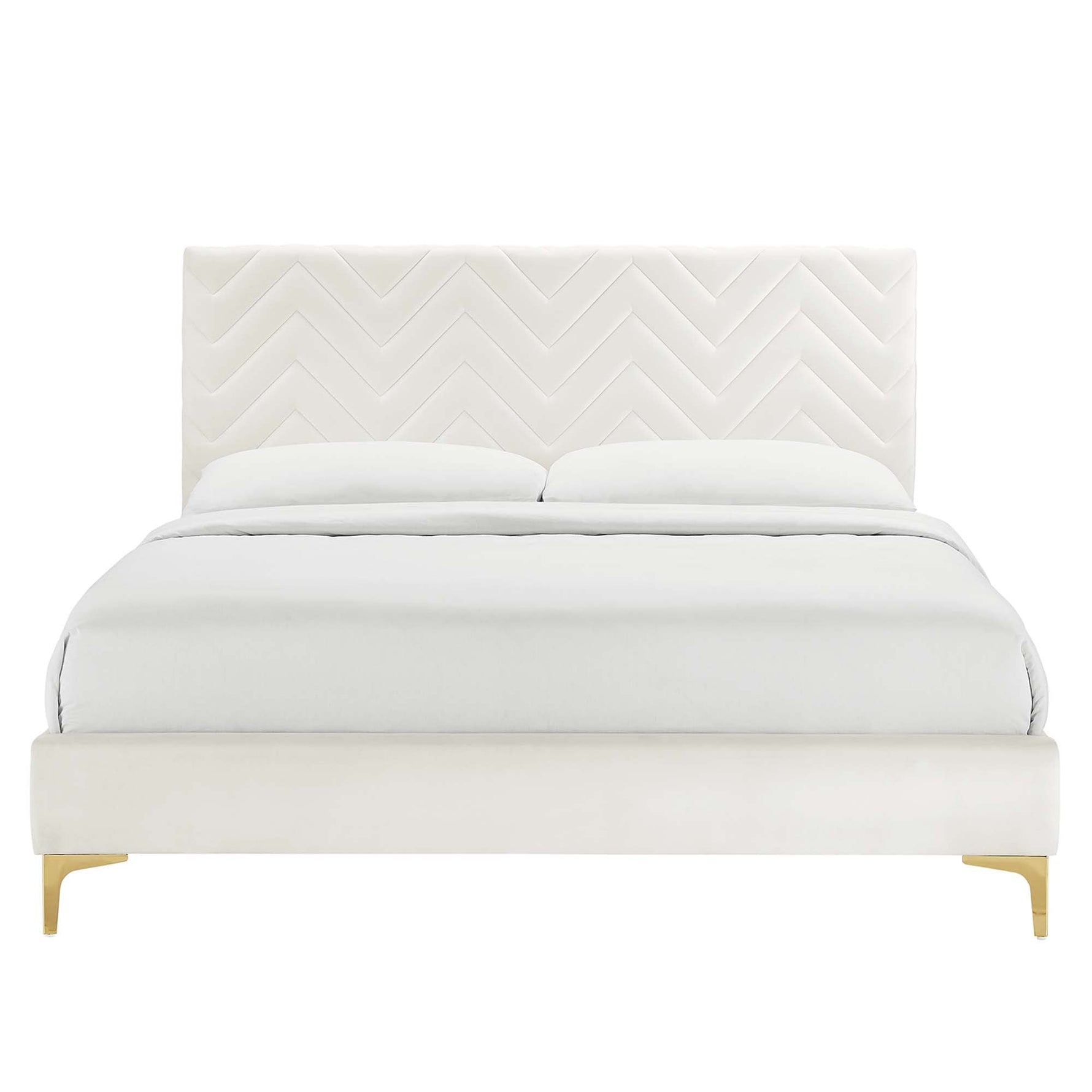 Leah Chevron Tufted Performance Velvet Full Platform Bed by Modway