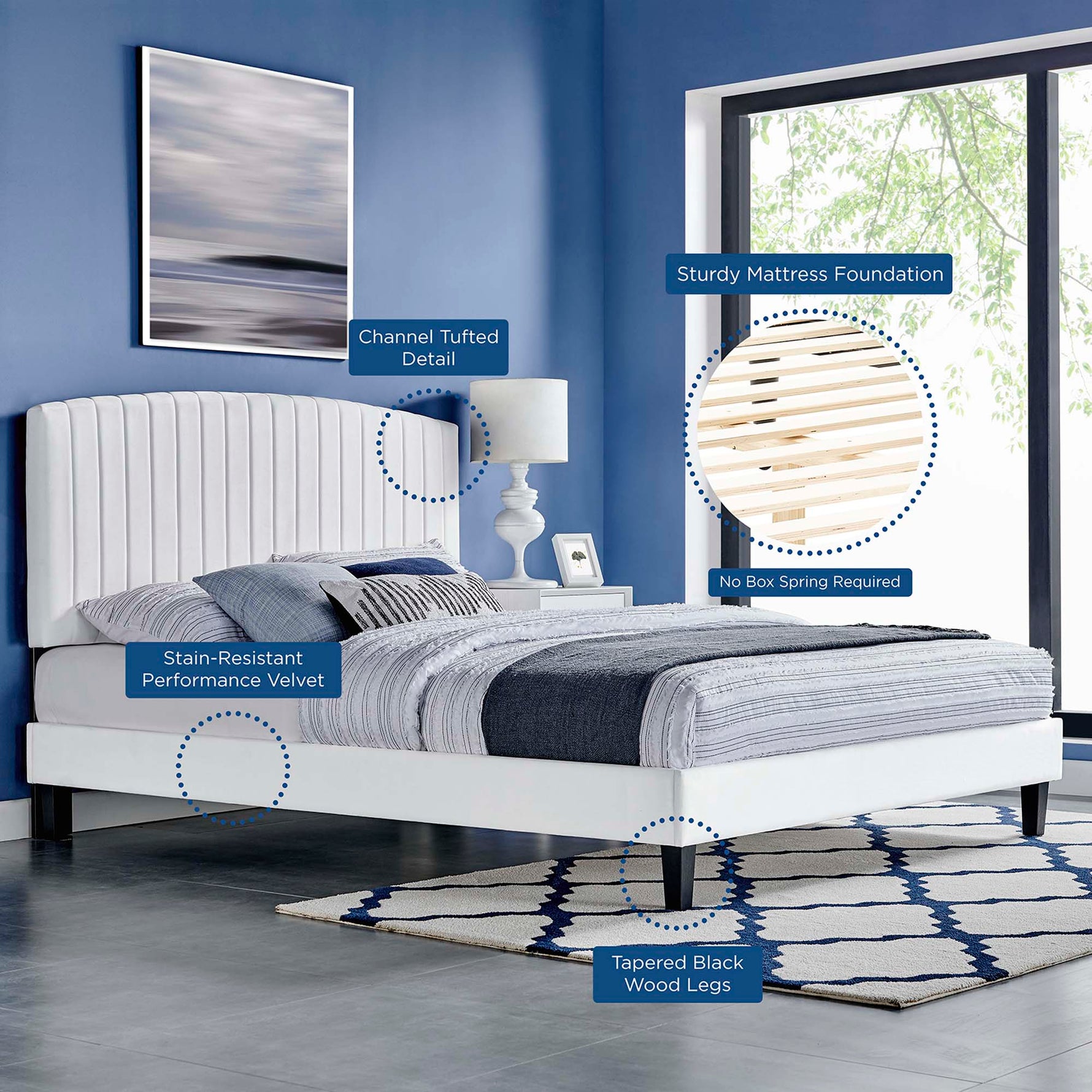 Alessi Performance Velvet Twin Platform Bed by Modway