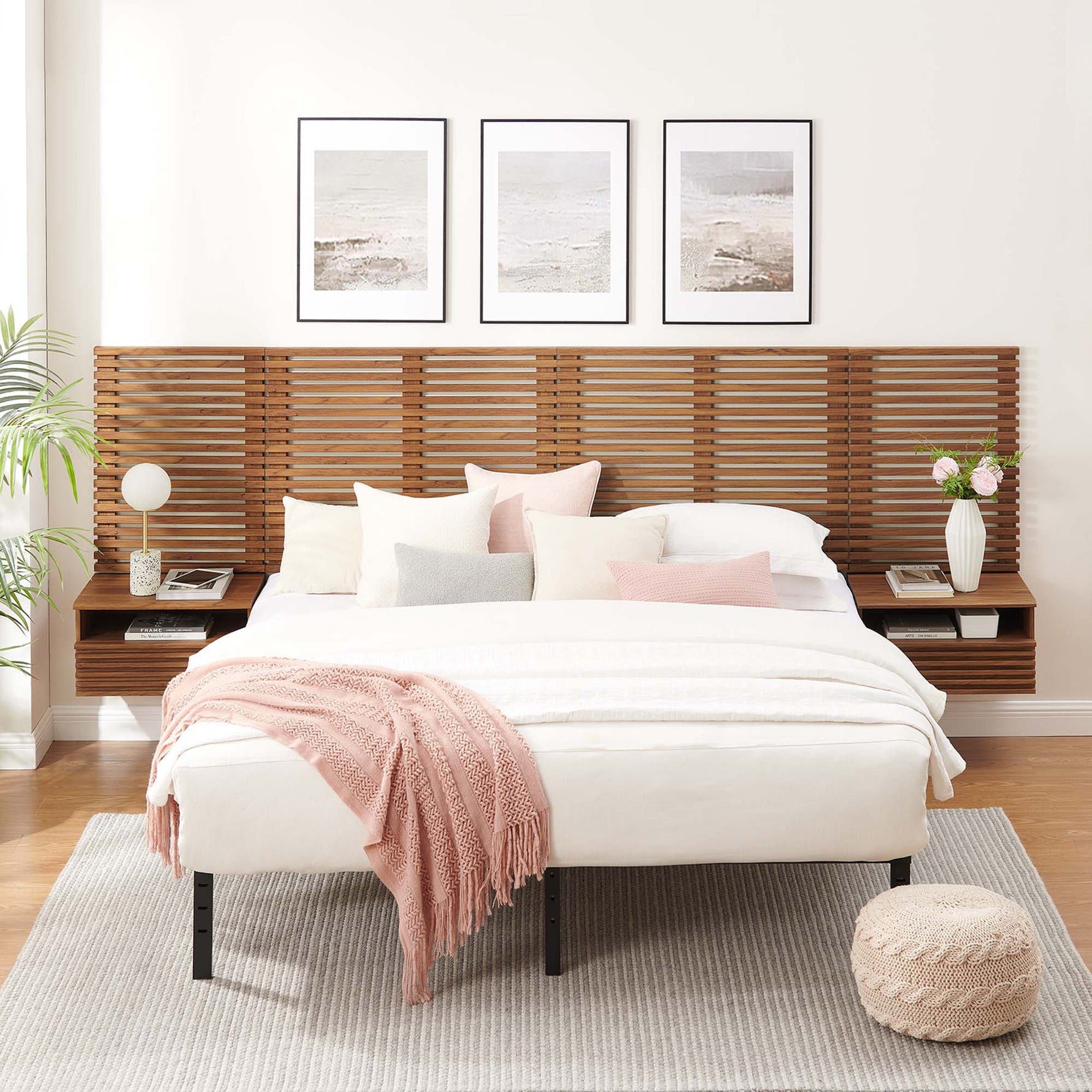 Render Wall Mount King Headboard and Nightstands by Modway