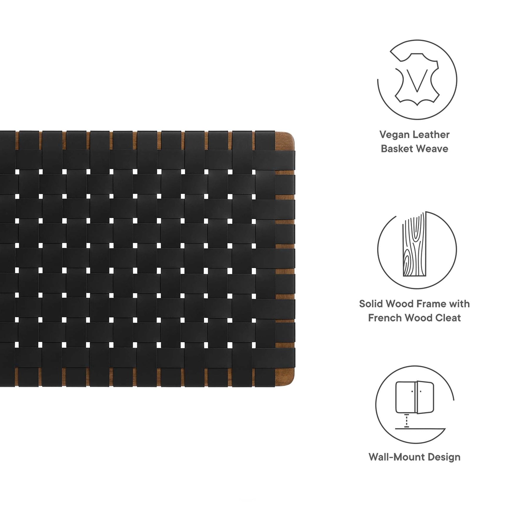 Sparta Weave Wall-Mount Vegan Leather Twin Headboard by Modway