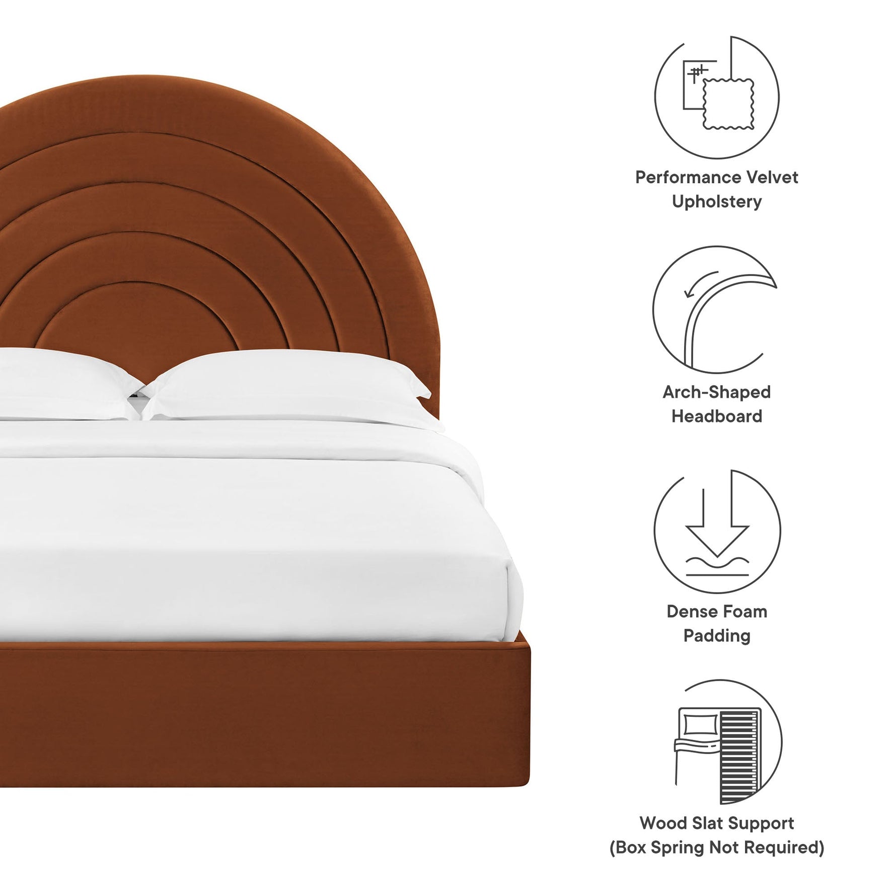 Solana Arched Performance Velvet Full Platform Bed