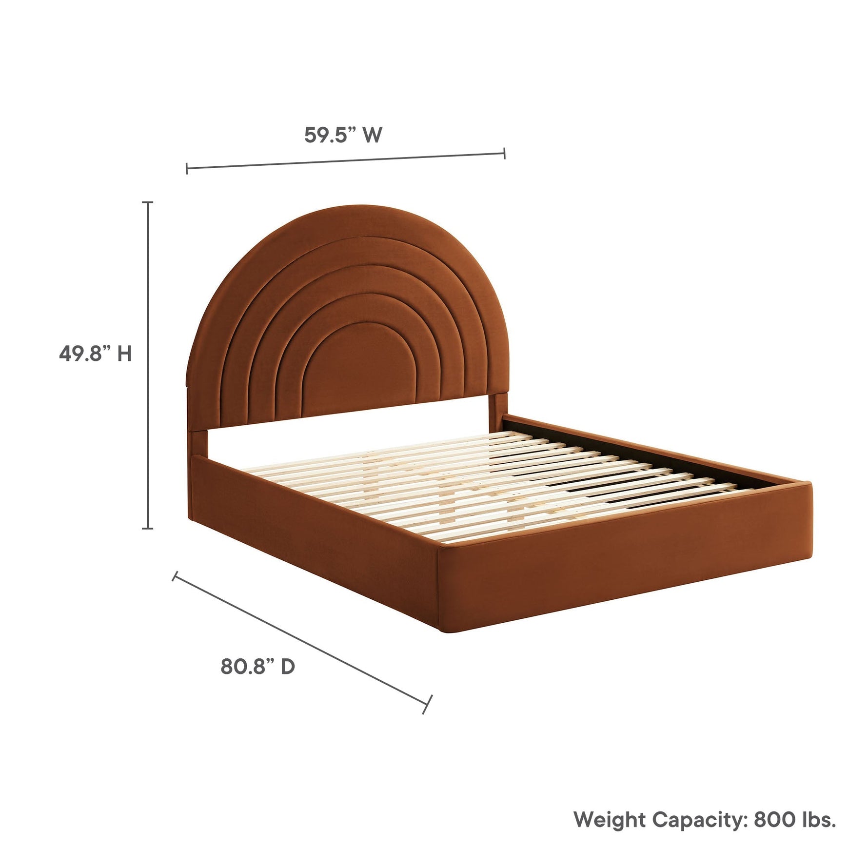 Solana Arched Performance Velvet Full Platform Bed