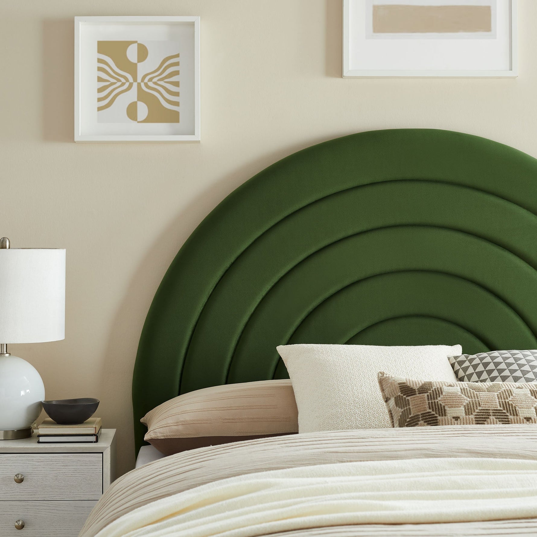 Solana Arched Performance Velvet Queen Headboard