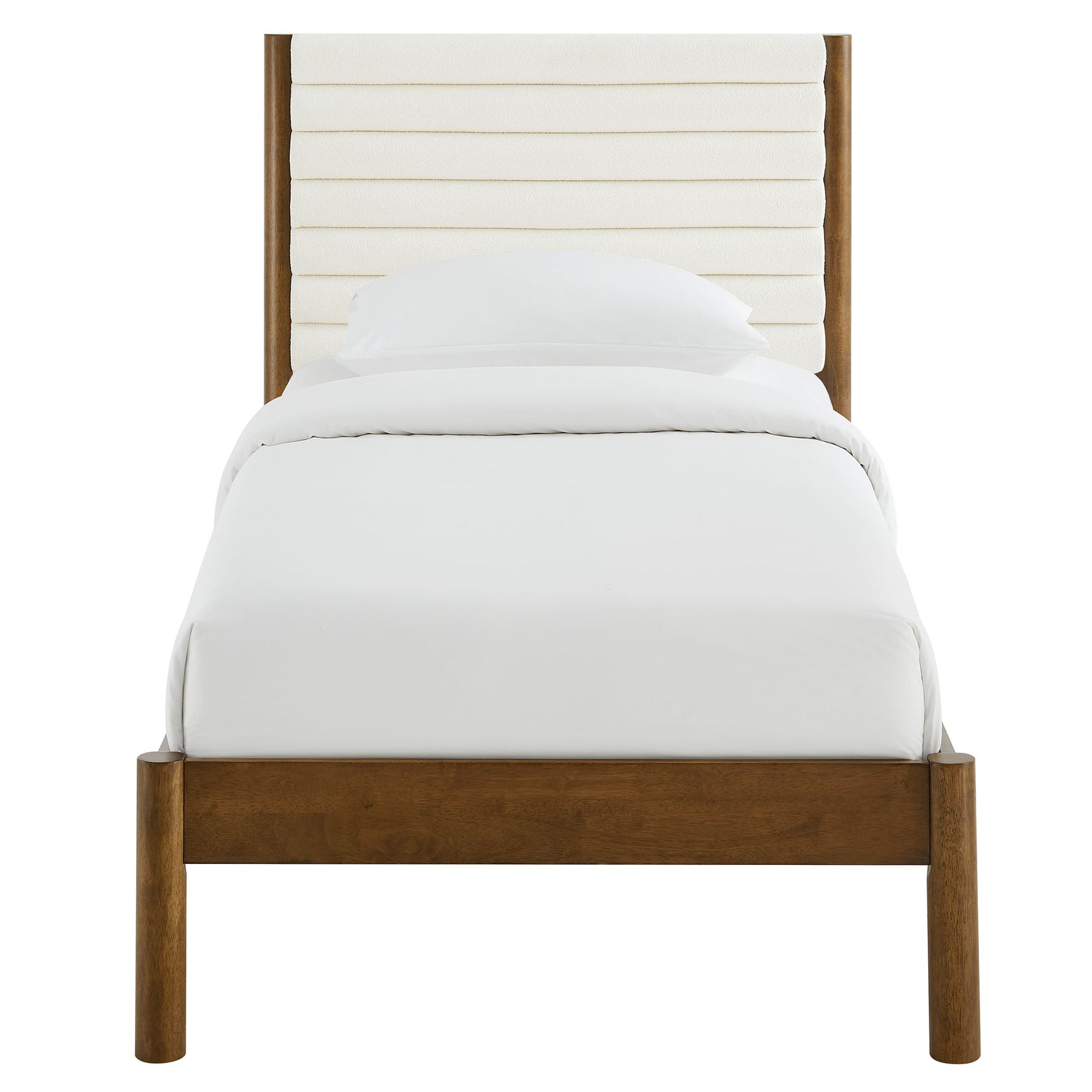 Olea Channel Tufted Boucle Solid Wood Twin Platform Bed by Modway
